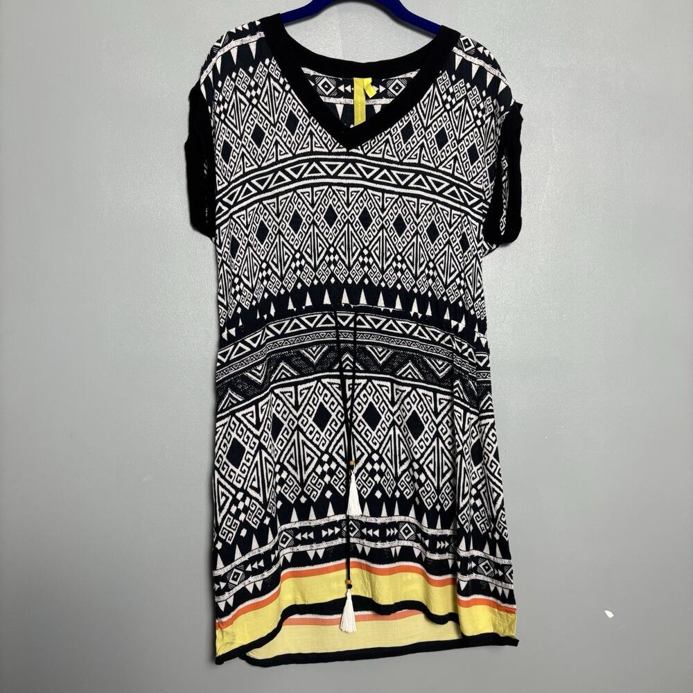 Green Dragon Women’s Black White Casual Dress Ethnic Aztec Print Wild XS Small